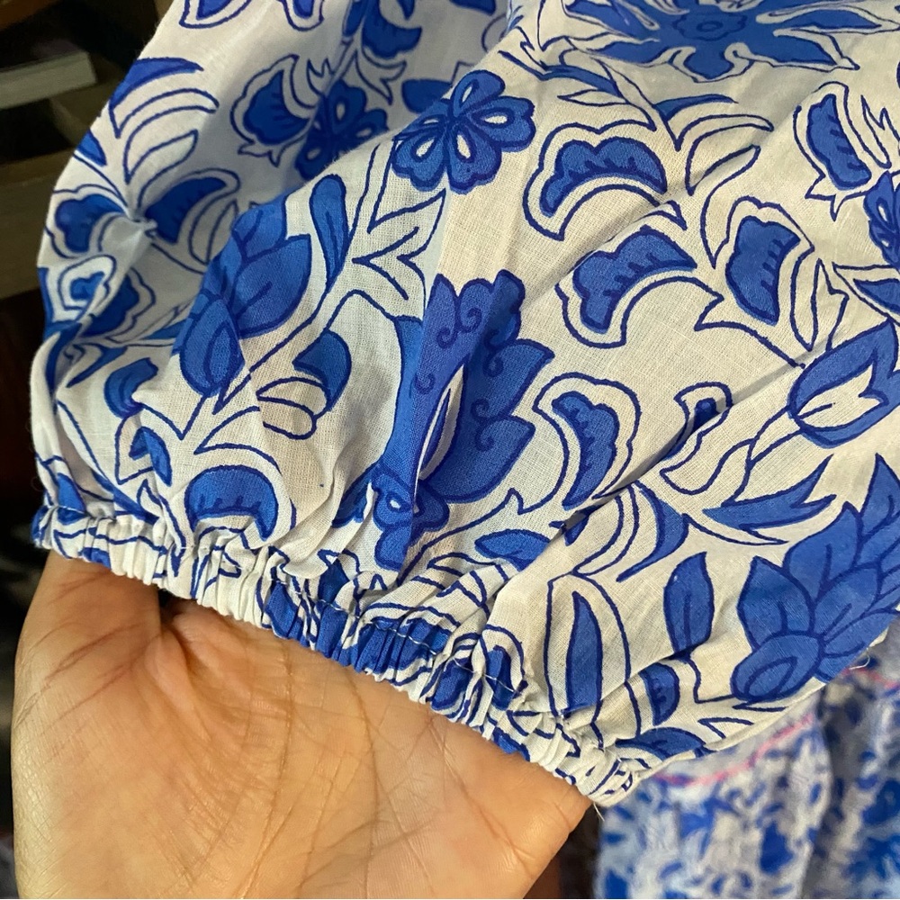 DEBBIE KATZ Floral Blue Maxi Dress/Beach Coverup - Picture 5 of 12